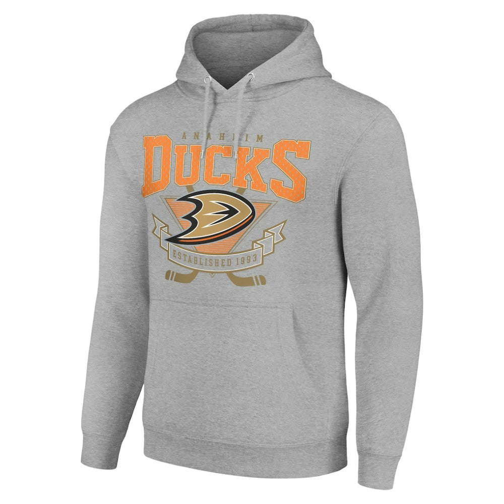 Anaheim Ducks Starter Team Logo Graphic Fleece Tri-Blend Pullover Hoodie - Heather Gray - NHL 201591932