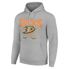 Anaheim Ducks Starter Team Logo Graphic Fleece Tri-Blend Pullover Hoodie - Heather Gray - NHL 201591932