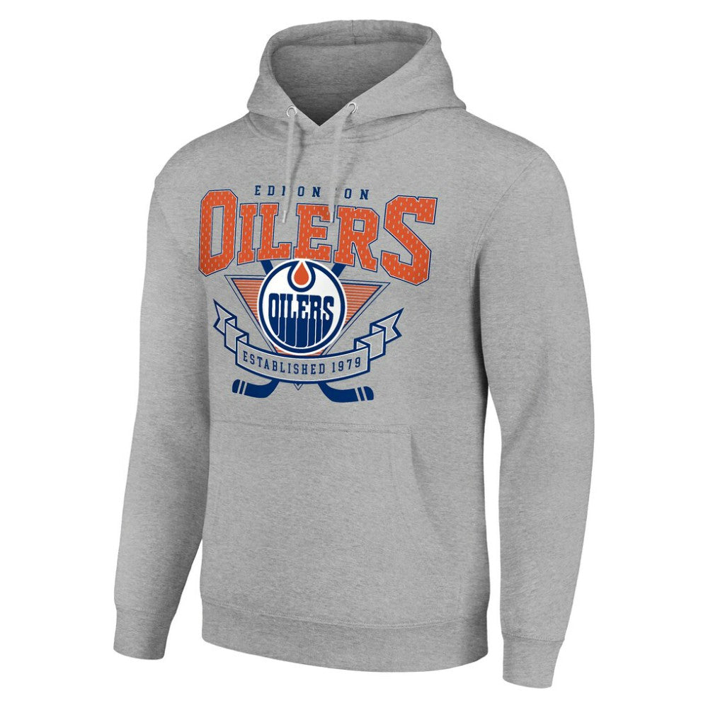 Edmonton Oilers Starter Team Logo Graphic Fleece Tri-Blend Pullover Hoodie - Heather Gray - NHL 201591933