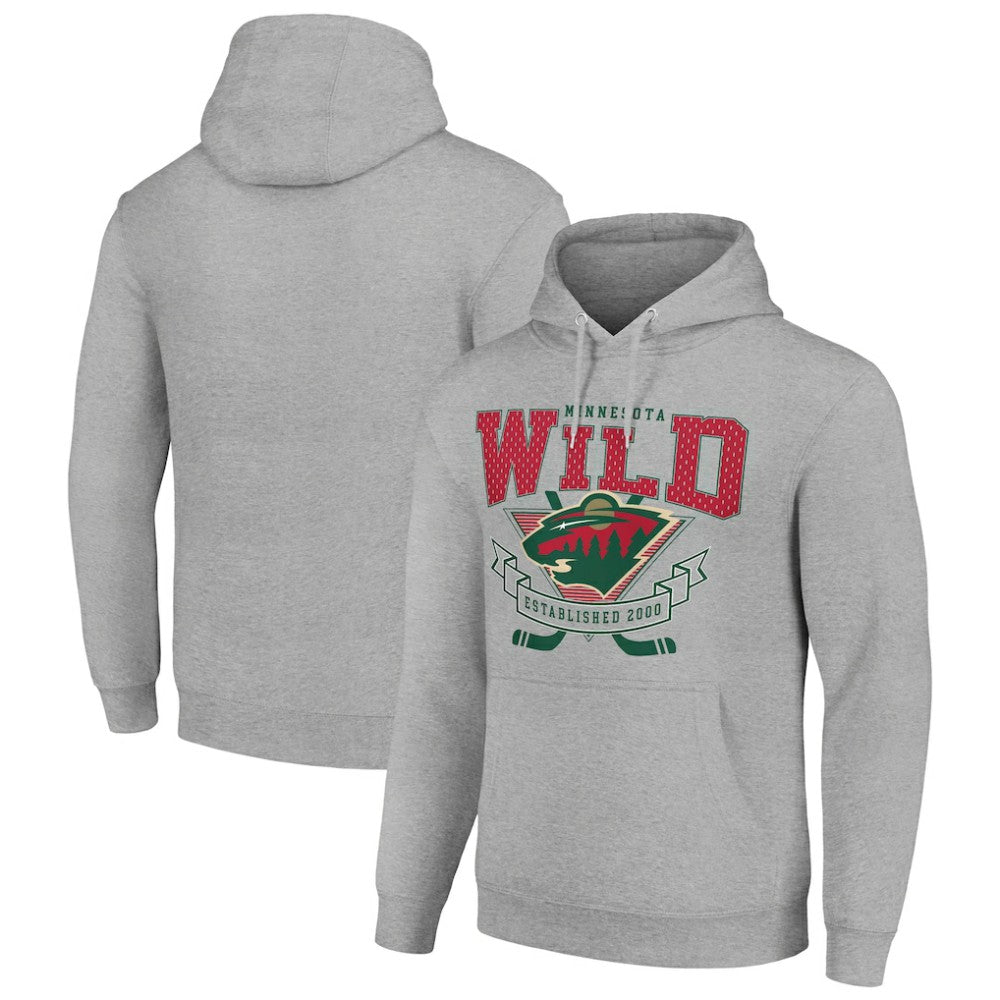 Minnesota Wild Starter Team Logo Graphic Fleece Tri-Blend Pullover Hoodie - Heather Gray - NHL 201591936