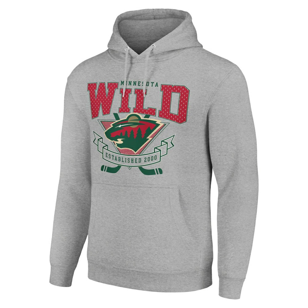 Minnesota Wild Starter Team Logo Graphic Fleece Tri-Blend Pullover Hoodie - Heather Gray - NHL 201591936
