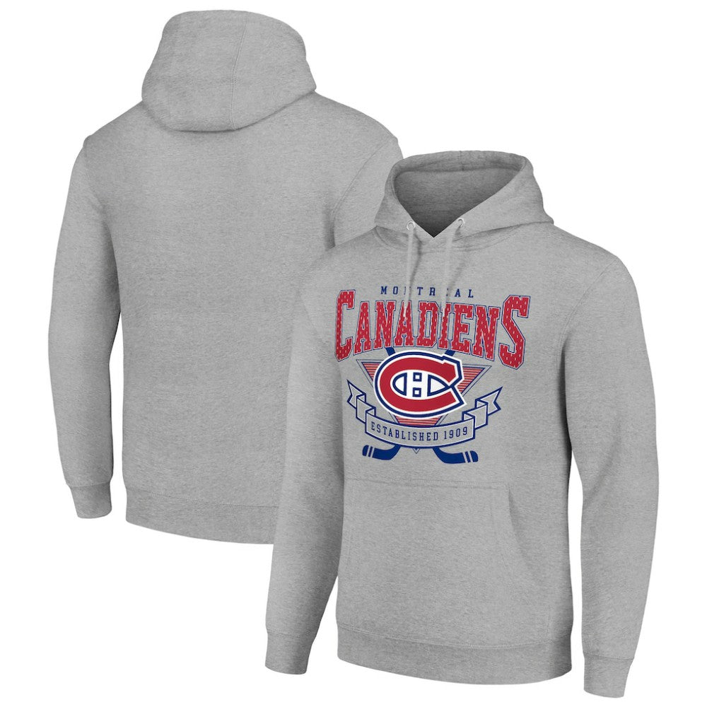 Montreal Canadiens Starter Team Logo Graphic Fleece Tri-Blend Pullover Hoodie - Heather Gray - NHL 201591937