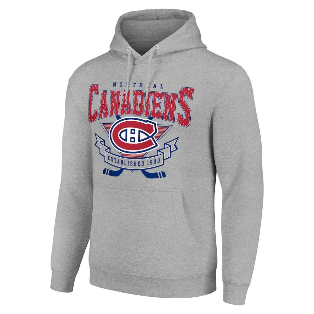 Montreal Canadiens Starter Team Logo Graphic Fleece Tri-Blend Pullover Hoodie - Heather Gray - NHL 201591937