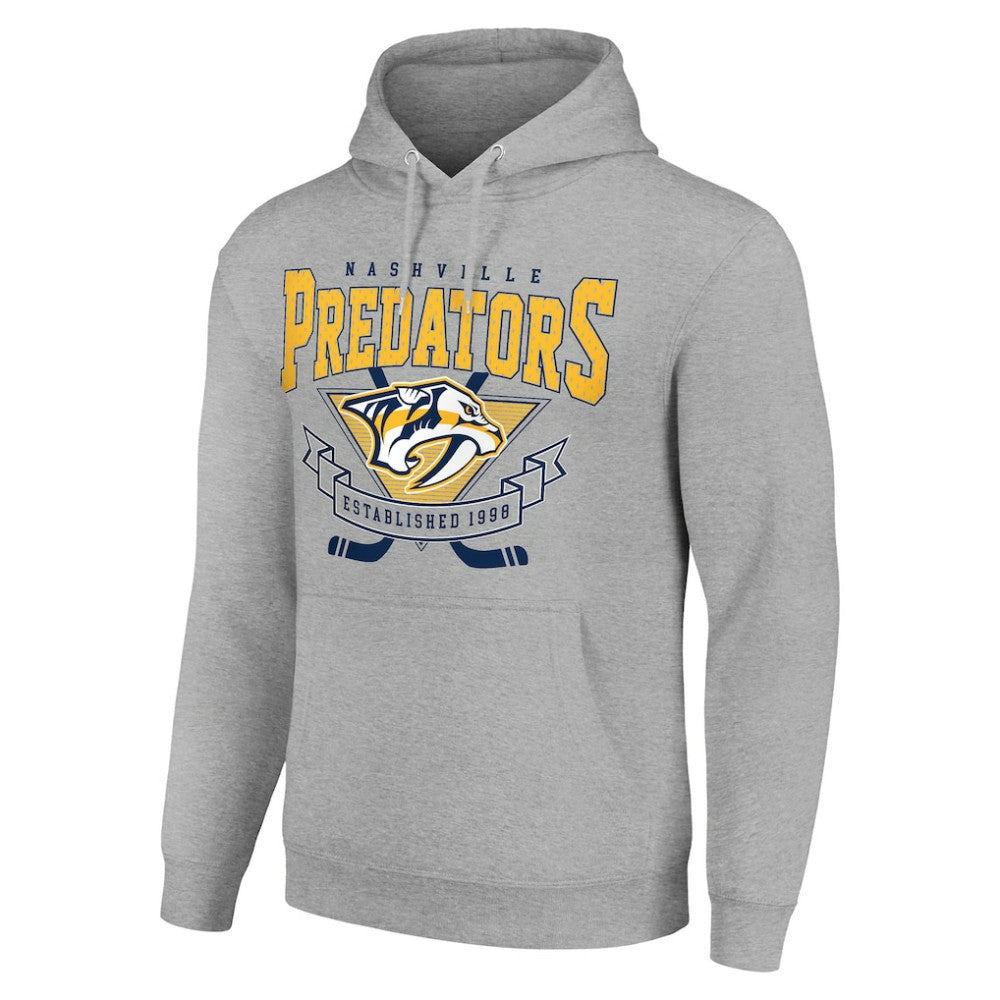 Nashville Predators Starter Team Logo Graphic Fleece Tri-Blend Pullover Hoodie - Heather Gray - NHL 201591938