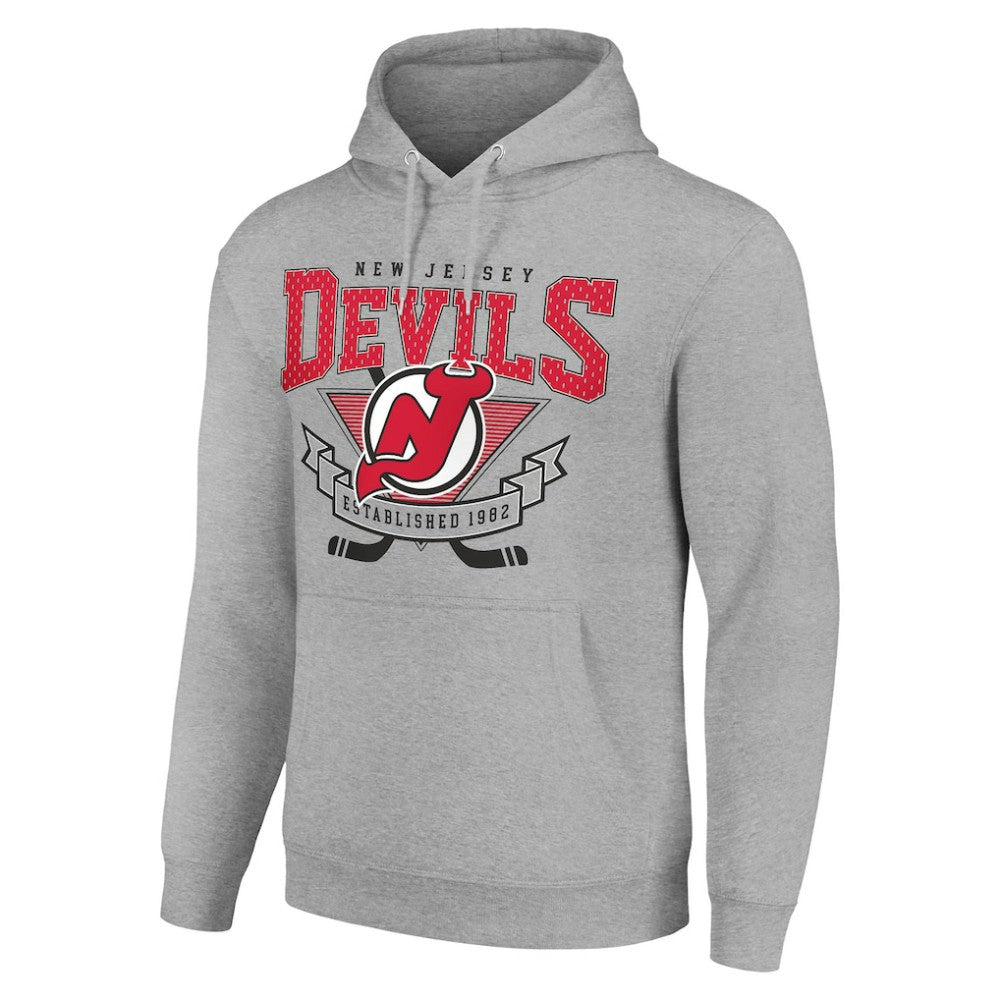 New Jersey Devils Starter Team Logo Graphic Fleece Tri-Blend Pullover Hoodie - Heather Gray - NHL 201591939