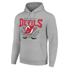 New Jersey Devils Starter Team Logo Graphic Fleece Tri-Blend Pullover Hoodie - Heather Gray - NHL 201591939