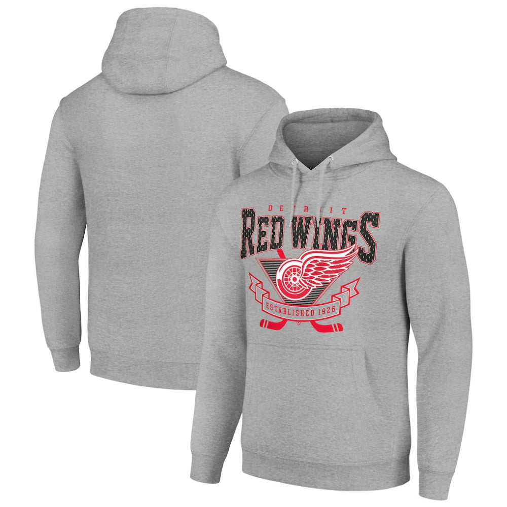Detroit Red Wings Starter Team Logo Graphic Fleece Tri-Blend Pullover Hoodie - Heather Gray - NHL 201591940