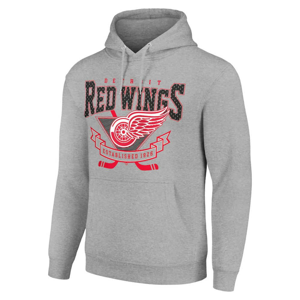 Detroit Red Wings Starter Team Logo Graphic Fleece Tri-Blend Pullover Hoodie - Heather Gray - NHL 201591940