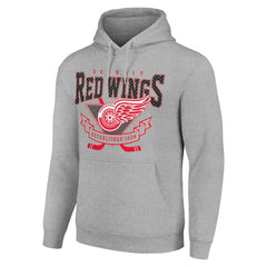 Detroit Red Wings Starter Team Logo Graphic Fleece Tri-Blend Pullover Hoodie - Heather Gray - NHL 201591940