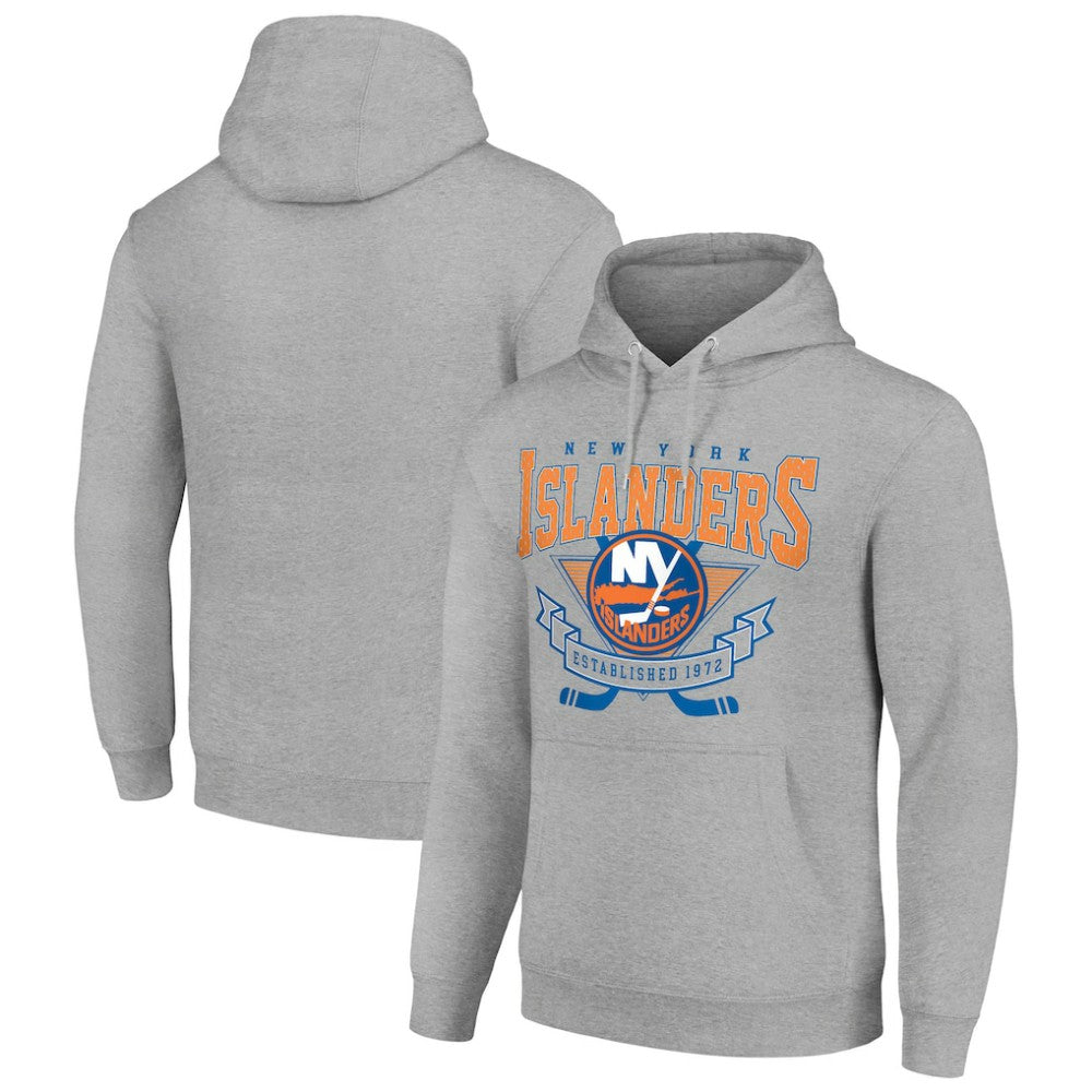 New York Islanders Starter Team Logo Graphic Fleece Tri-Blend Pullover Hoodie - Heather Gray - NHL 201591941