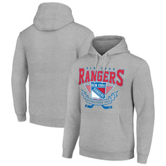 New York Rangers Starter Team Logo Graphic Fleece Tri-Blend Pullover Hoodie - Heather Gray - NHL 201591943
