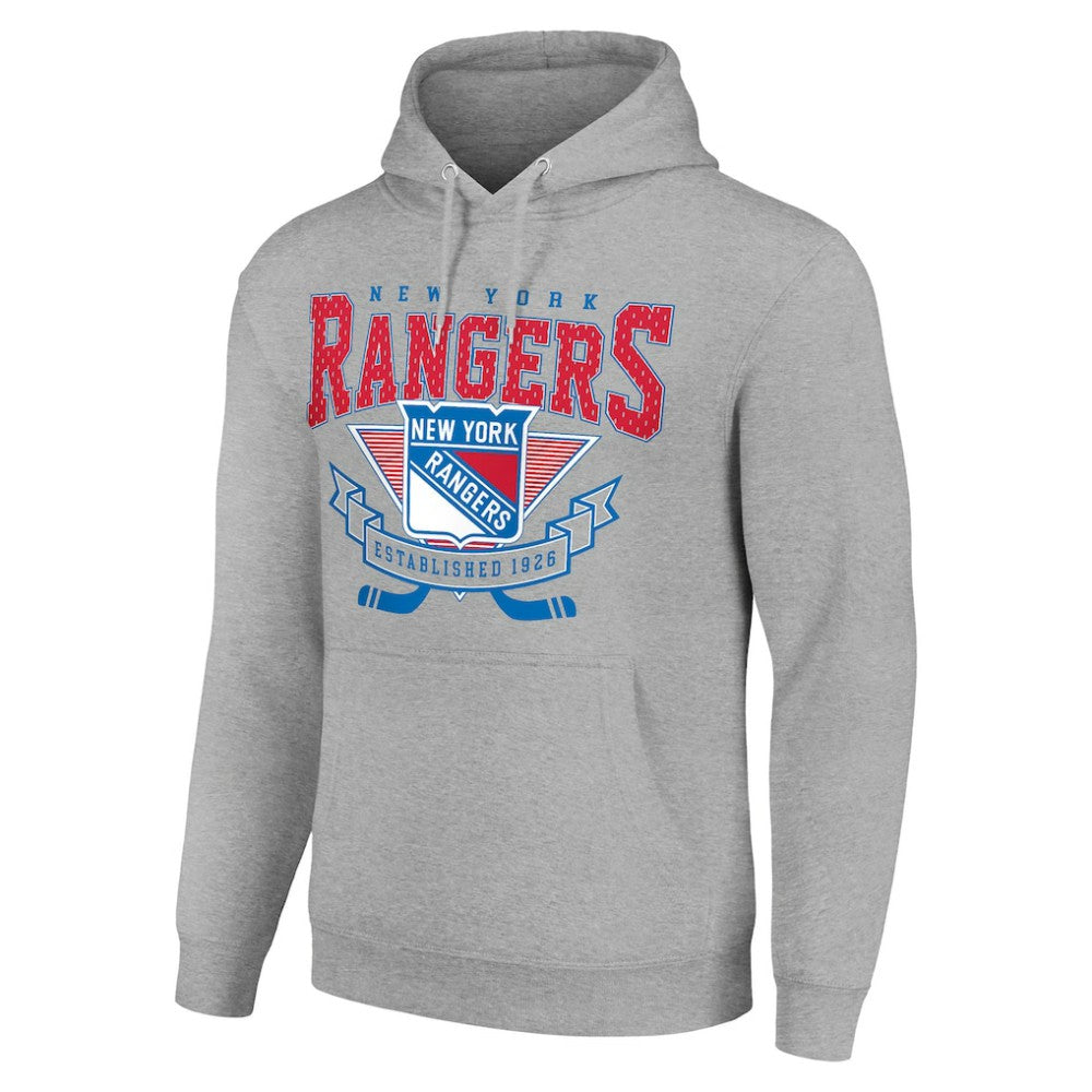 New York Rangers Starter Team Logo Graphic Fleece Tri-Blend Pullover Hoodie - Heather Gray - NHL 201591943