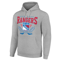 New York Rangers Starter Team Logo Graphic Fleece Tri-Blend Pullover Hoodie - Heather Gray - NHL 201591943