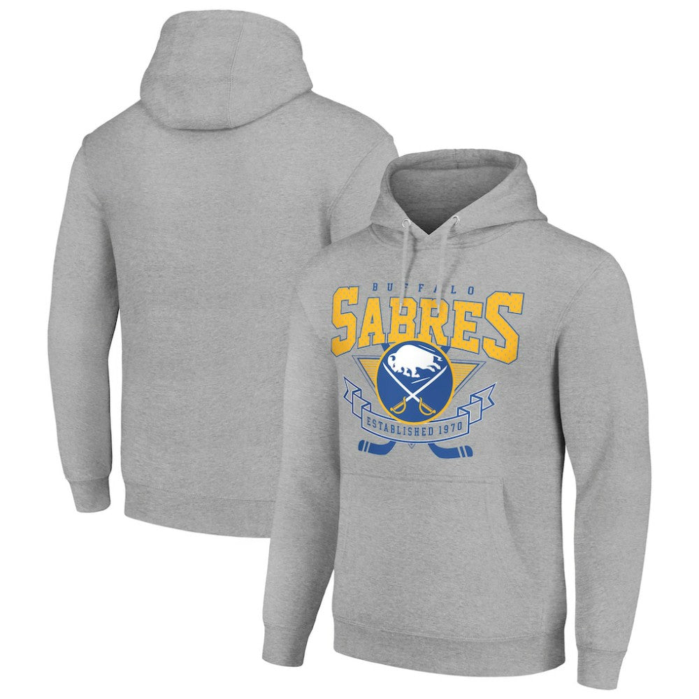 Buffalo Sabres Starter Team Logo Graphic Fleece Tri-Blend Pullover Hoodie - Heather Gray - NHL 201591944