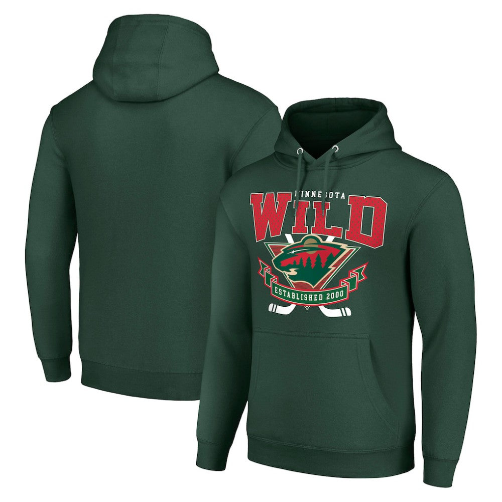Minnesota Wild Starter Team Logo Graphic Fleece Tri-Blend Pullover Hoodie - Olive - NHL 201591946