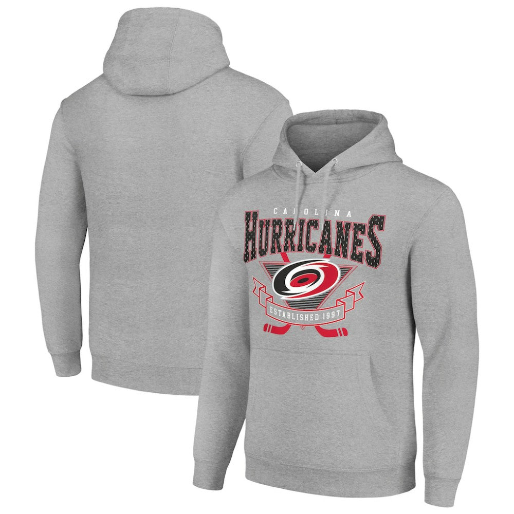 Carolina Hurricanes Starter Team Logo Graphic Fleece Tri-Blend Pullover Hoodie - Heather Gray - NHL 201591948
