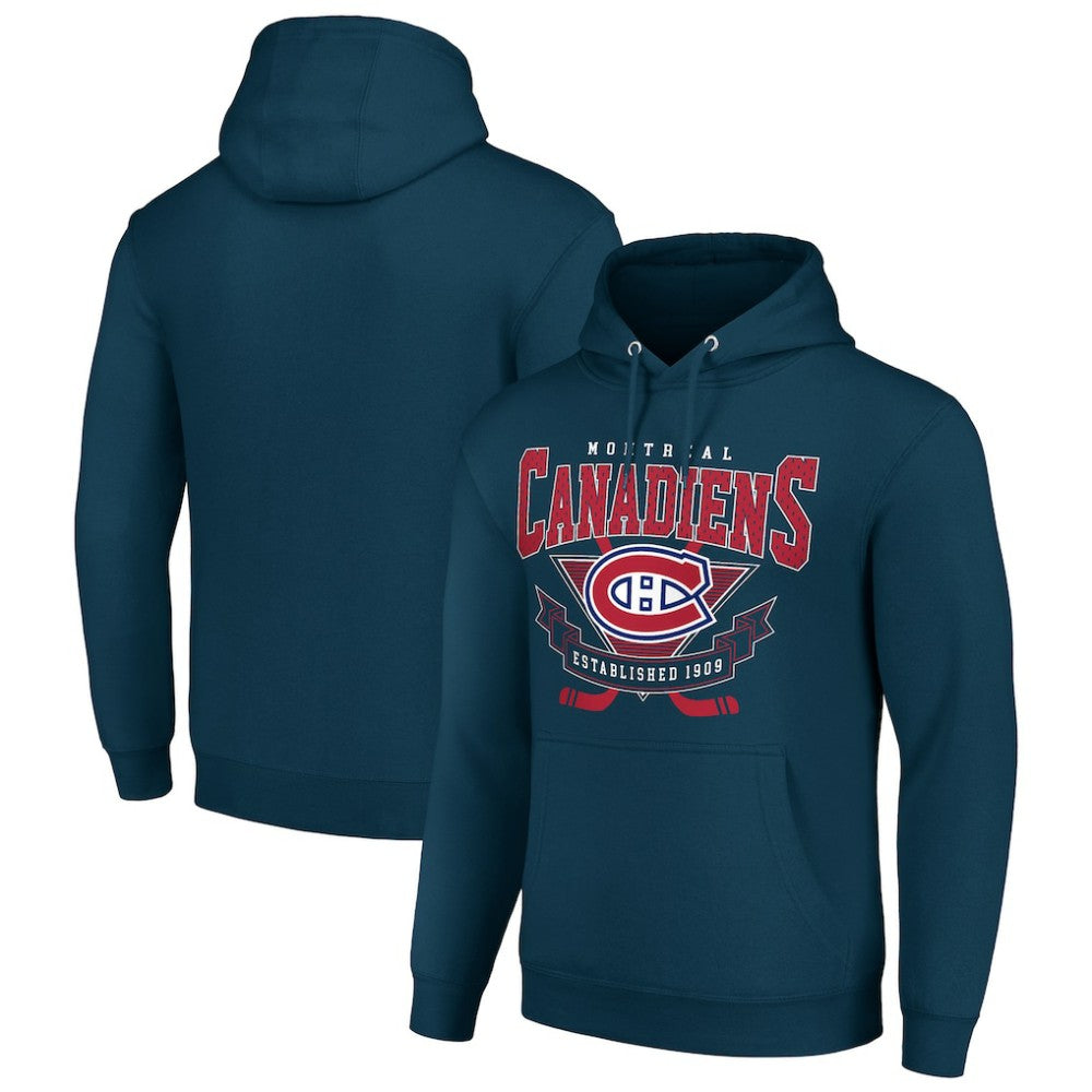 Montreal Canadiens Starter Team Logo Graphic Fleece Tri-Blend Pullover Hoodie - Navy - NHL 201591953