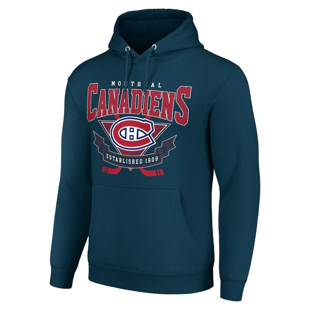 Montreal Canadiens Starter Team Logo Graphic Fleece Tri-Blend Pullover Hoodie - Navy - NHL 201591953
