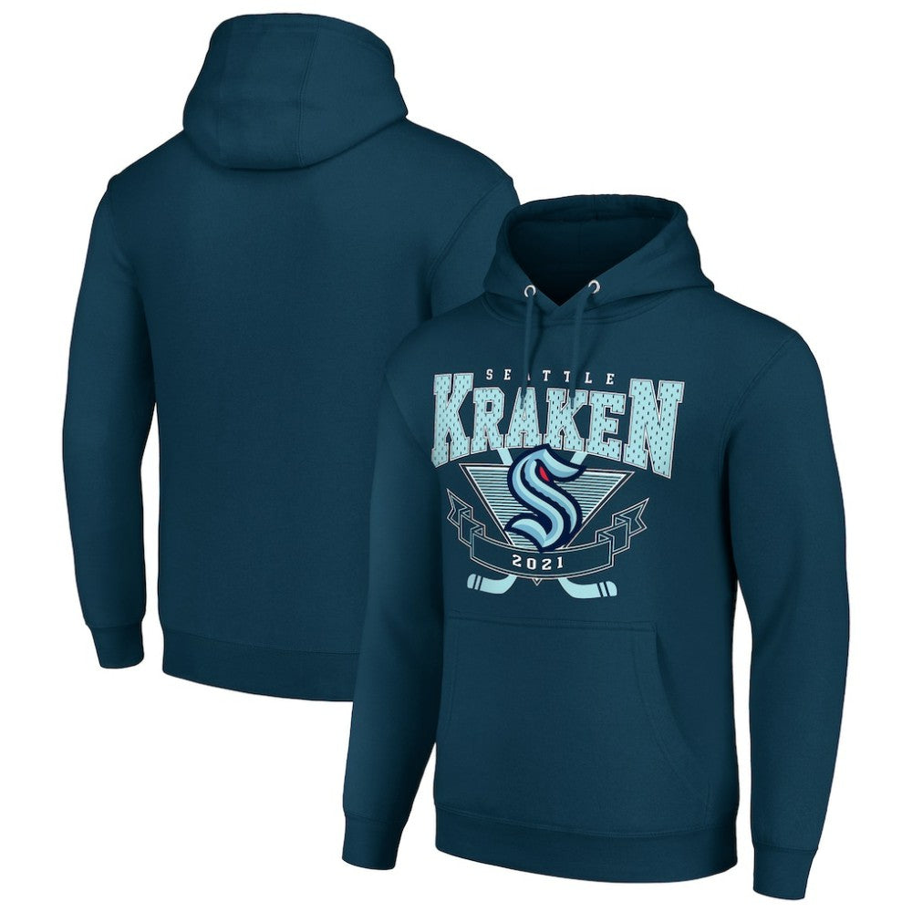 Seattle Kraken Starter Team Logo Graphic Fleece Tri-Blend Pullover Hoodie - Deep Sea Blue - NHL 201591956