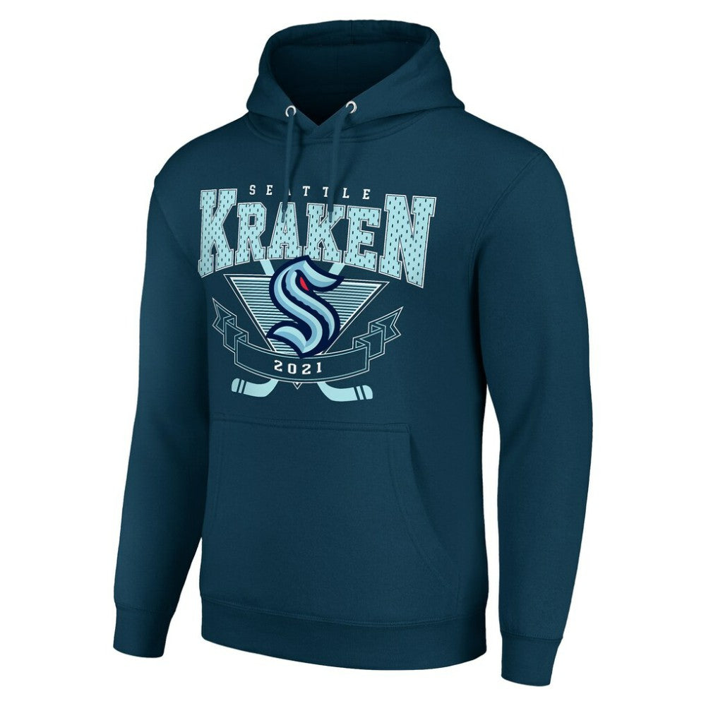 Seattle Kraken Starter Team Logo Graphic Fleece Tri-Blend Pullover Hoodie - Deep Sea Blue - NHL 201591956