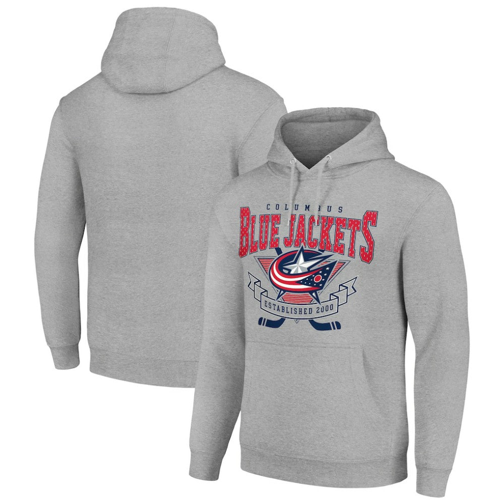 Columbus Blue Jackets Starter Team Logo Graphic Fleece Tri-Blend Pullover Hoodie - Heather Gray - NHL 201591957