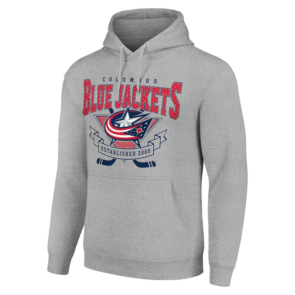 Columbus Blue Jackets Starter Team Logo Graphic Fleece Tri-Blend Pullover Hoodie - Heather Gray - NHL 201591957