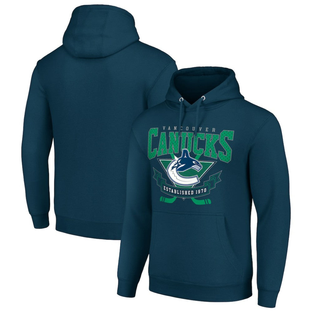 Vancouver Canucks Starter Team Logo Graphic Fleece Tri-Blend Pullover Hoodie - Navy - NHL 201591963