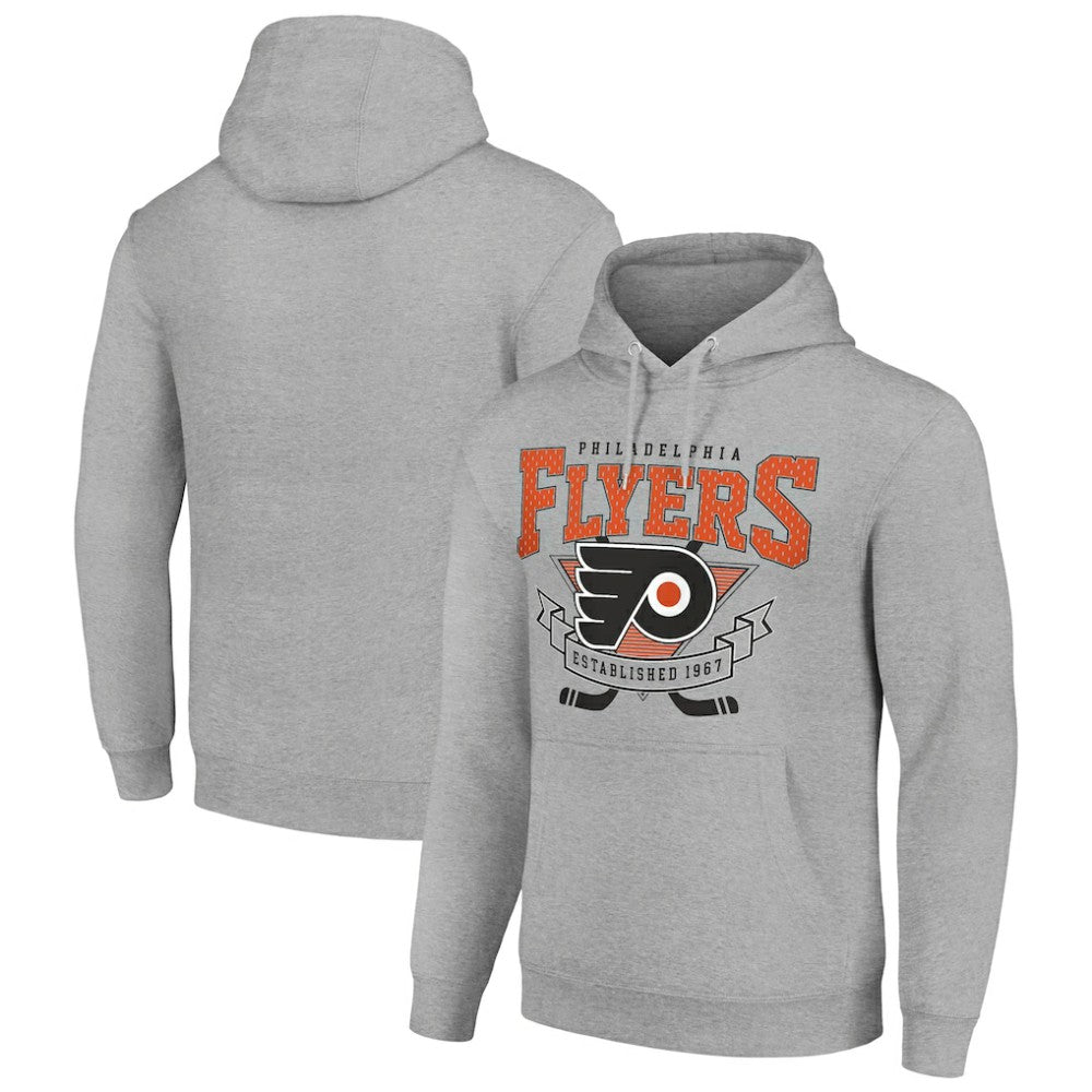 Philadelphia Flyers Starter Team Logo Graphic Fleece Tri-Blend Pullover Hoodie - Heather Gray - NHL 201591964