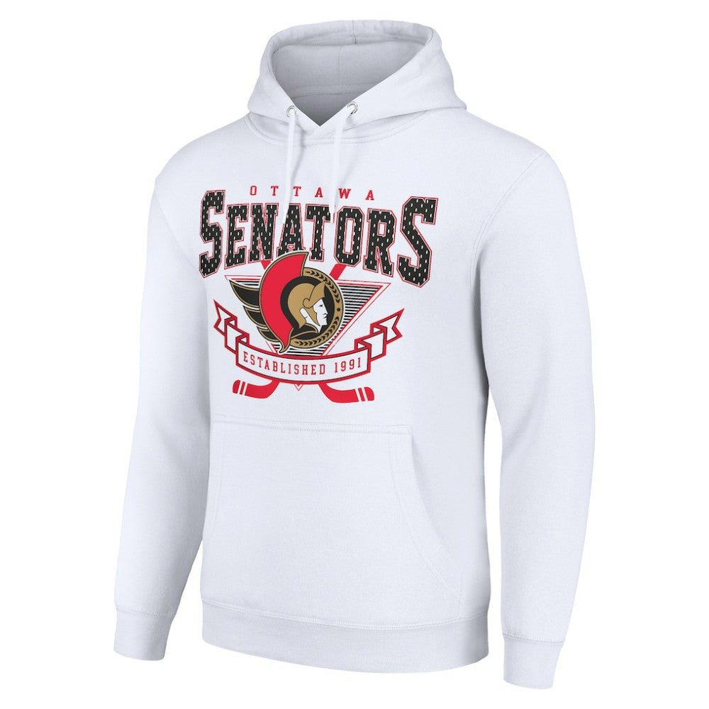 Ottawa Senators Starter Team Logo Graphic Fleece Tri-Blend Pullover Hoodie - White - NHL 201591967