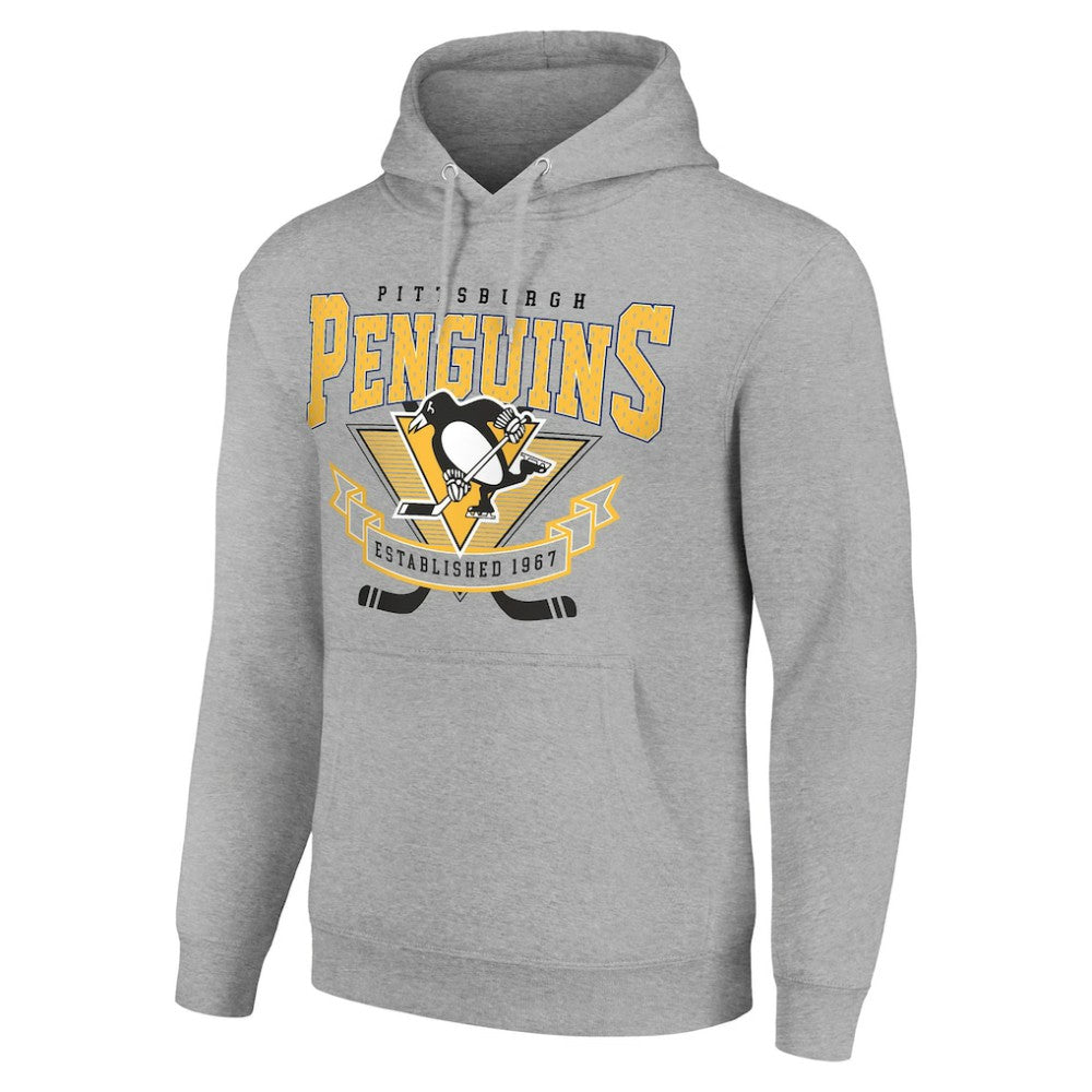 Pittsburgh Penguins Starter Team Logo Graphic Fleece Tri-Blend Pullover Hoodie - Heather Gray - NHL 201591968
