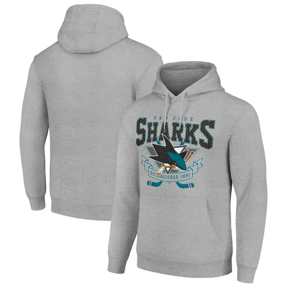 San Jose Sharks Starter Team Logo Graphic Fleece Tri-Blend Pullover Hoodie - Heather Gray - NHL 201591969