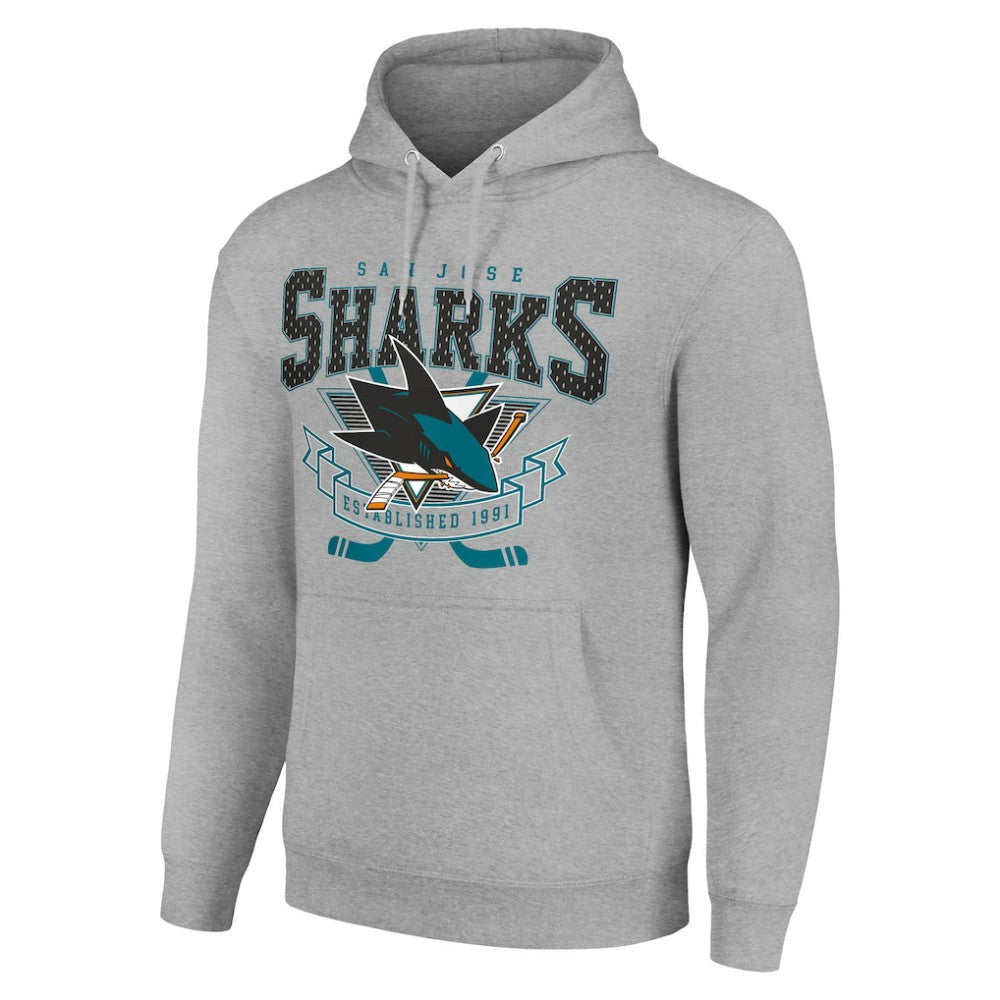 San Jose Sharks Starter Team Logo Graphic Fleece Tri-Blend Pullover Hoodie - Heather Gray - NHL 201591969