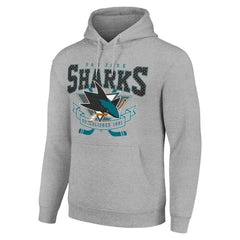 San Jose Sharks Starter Team Logo Graphic Fleece Tri-Blend Pullover Hoodie - Heather Gray - NHL 201591969