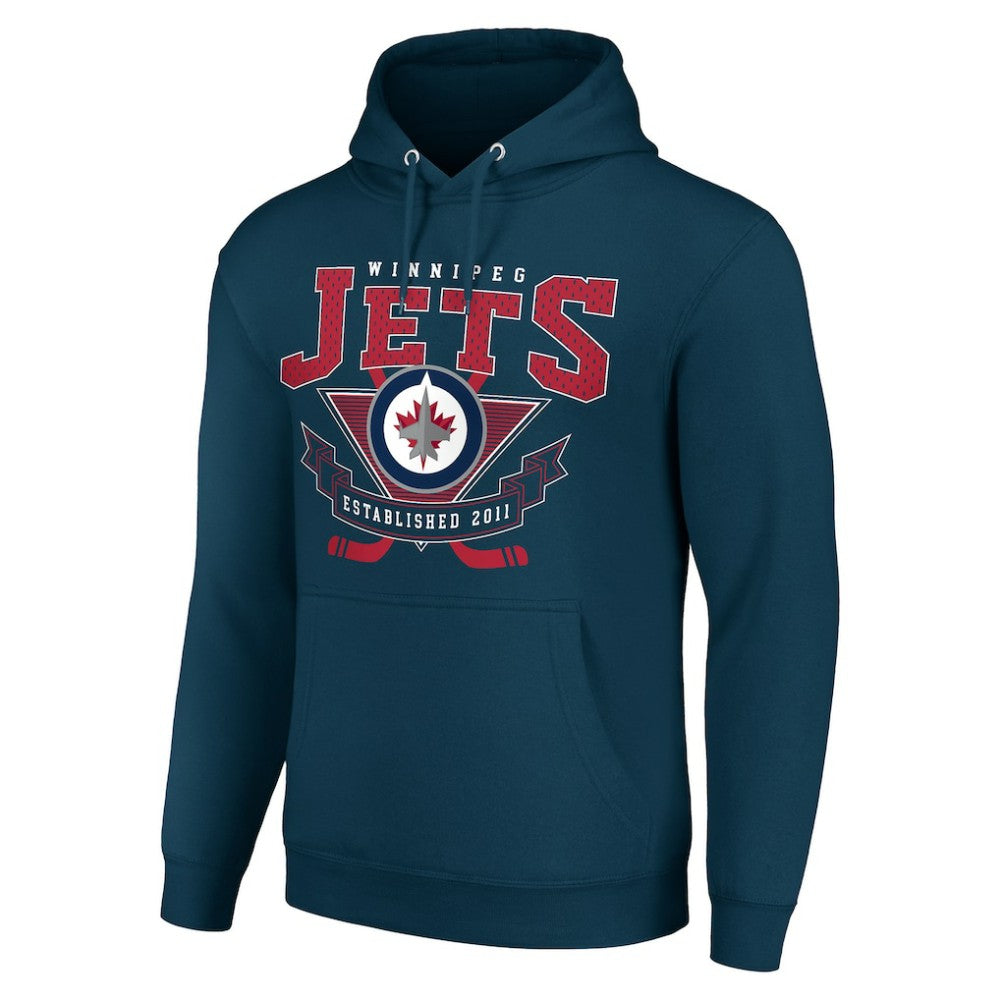 Winnipeg Jets Starter Team Logo Graphic Fleece Tri-Blend Pullover Hoodie - Navy - NHL 201591974