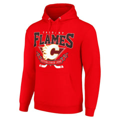 Calgary Flames Starter Team Logo Graphic Fleece Tri-Blend Pullover Hoodie - Red - NHL 201591975