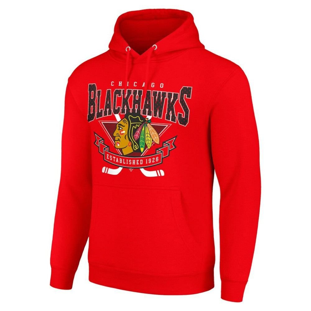Chicago Blackhawks Starter Team Logo Graphic Fleece Tri-Blend Pullover Hoodie - Red - NHL 201591979