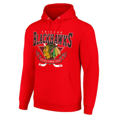 Chicago Blackhawks Starter Team Logo Graphic Fleece Tri-Blend Pullover Hoodie - Red - NHL 201591979