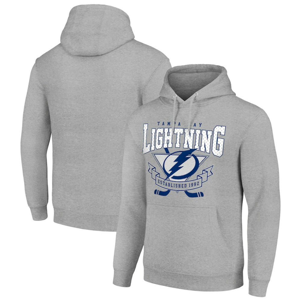 Tampa Bay Lightning Starter Team Logo Graphic Fleece Tri-Blend Pullover Hoodie - Heather Gray - NHL 201591980