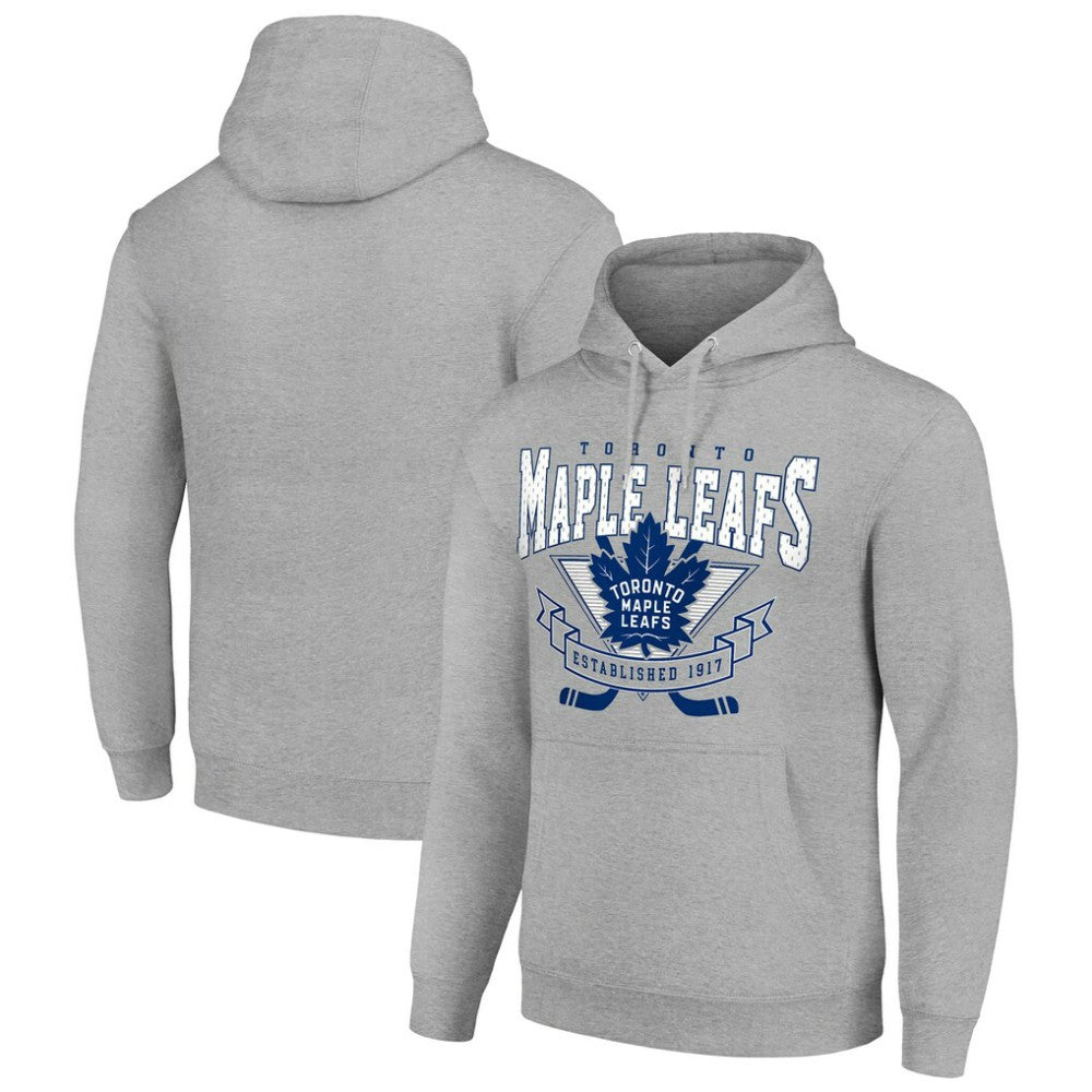 Toronto Maple Leafs Starter Team Logo Graphic Fleece Tri-Blend Pullover Hoodie - Heather Gray - NHL 201591983
