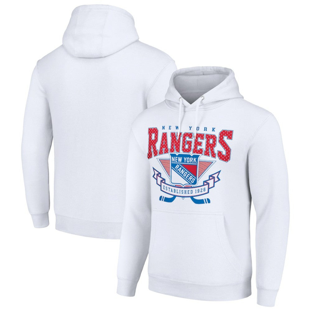 New York Rangers Starter Team Logo Graphic Fleece Tri-Blend Pullover Hoodie - White - NHL 201591985