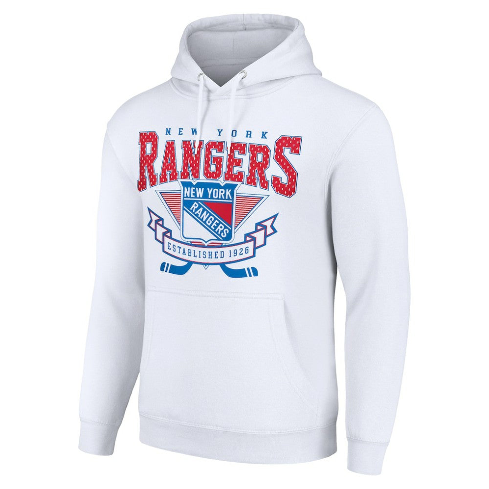 New York Rangers Starter Team Logo Graphic Fleece Tri-Blend Pullover Hoodie - White - NHL 201591985