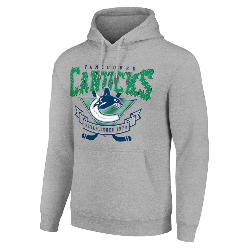 Vancouver Canucks Starter Team Logo Graphic Fleece Tri-Blend Pullover Hoodie - Heather Gray - NHL 201591986