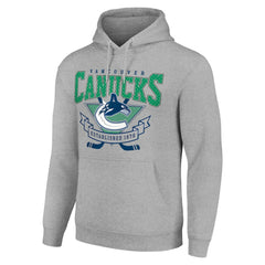 Vancouver Canucks Starter Team Logo Graphic Fleece Tri-Blend Pullover Hoodie - Heather Gray - NHL 201591986