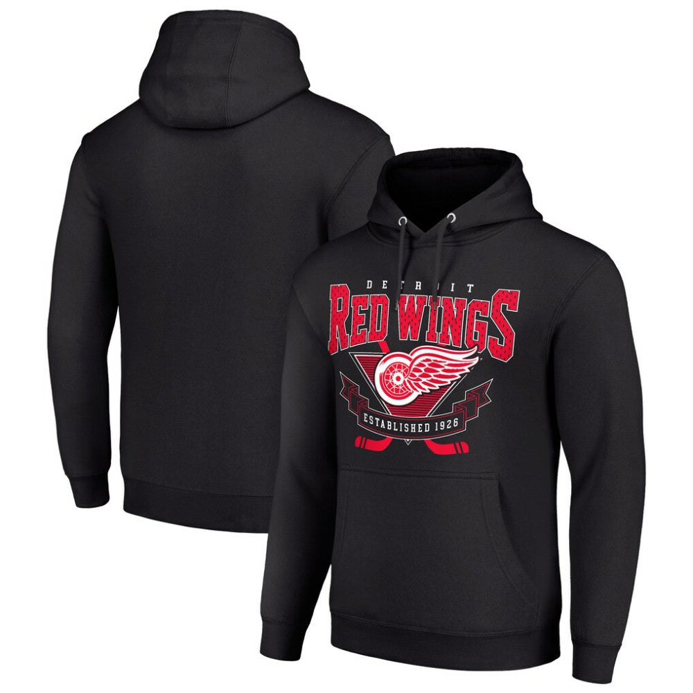 Detroit Red Wings Starter Team Logo Graphic Fleece Tri-Blend Pullover Hoodie - Black - NHL 201591992