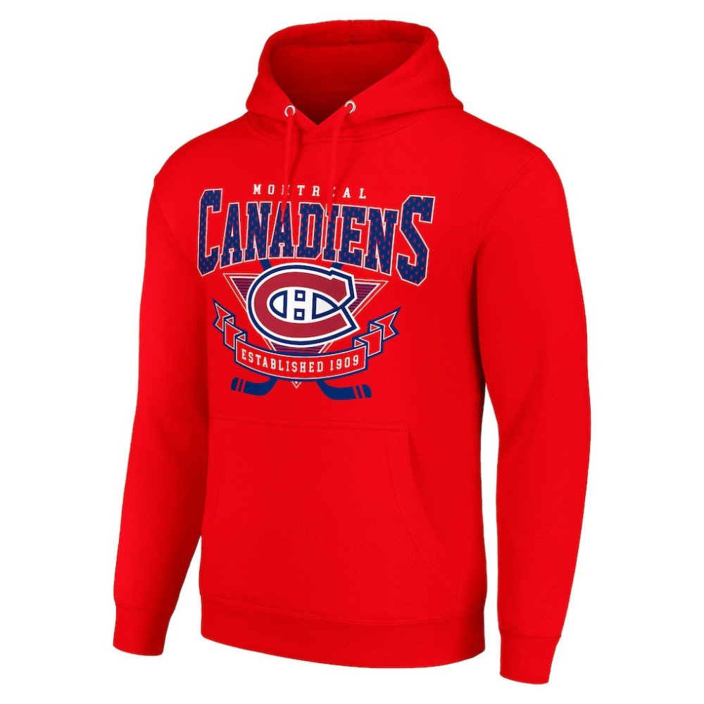 Montreal Canadiens Starter Team Logo Graphic Fleece Tri-Blend Pullover Hoodie - Red - NHL 201591993