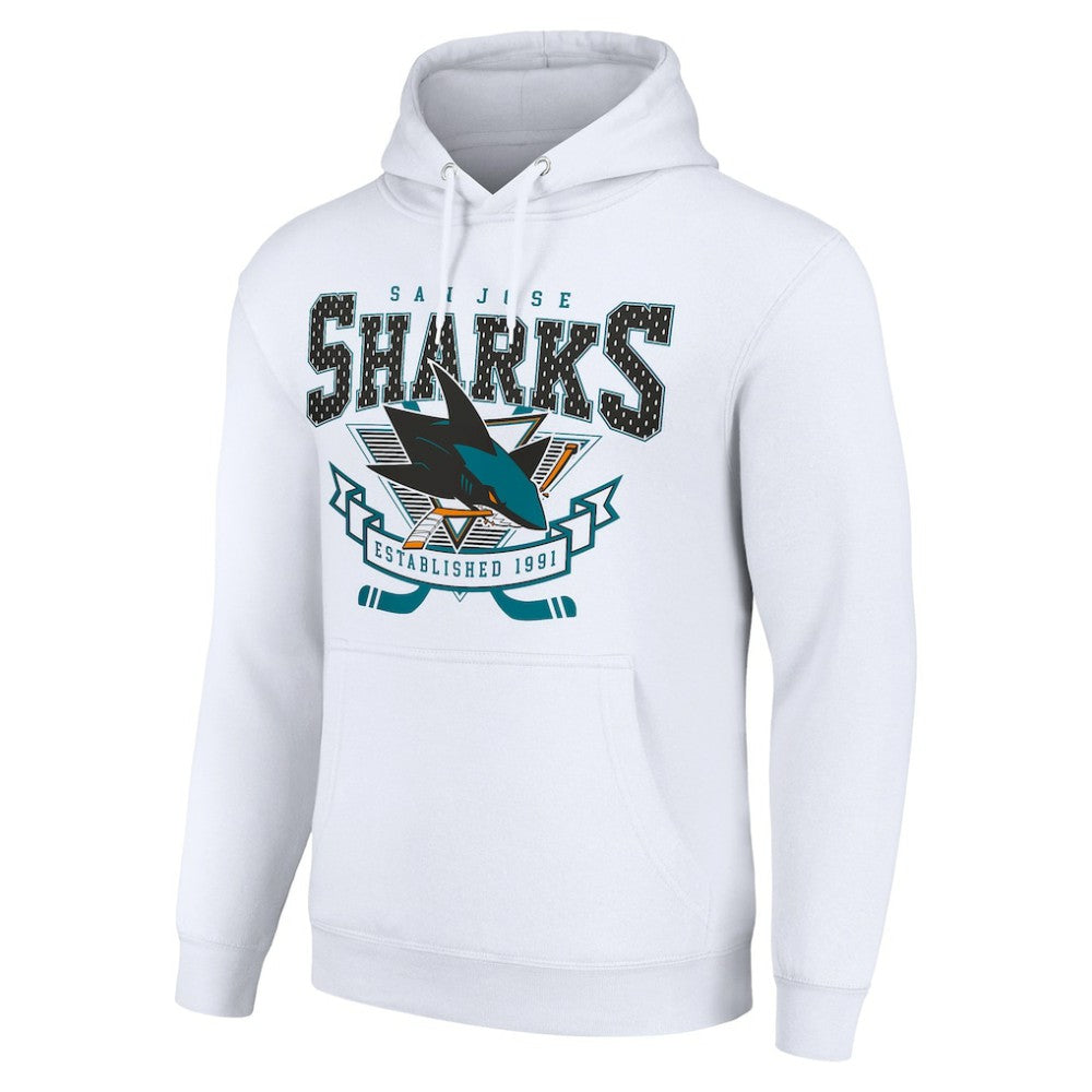 San Jose Sharks Starter Team Logo Graphic Fleece Tri-Blend Pullover Hoodie - White - NHL 201591994
