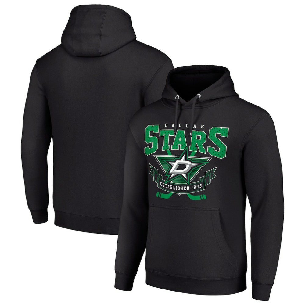 Dallas Stars Starter Team Logo Graphic Fleece Tri-Blend Pullover Hoodie - Black - NHL 201591997