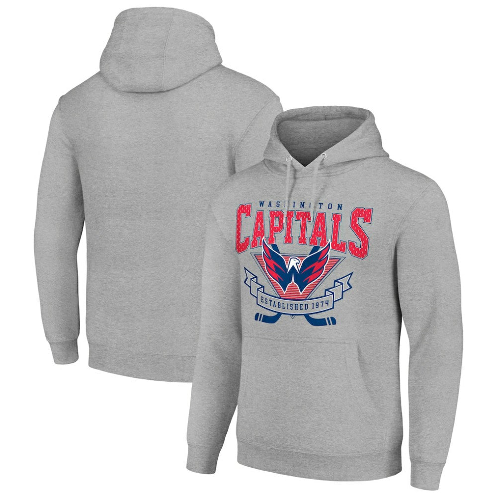 Washington Capitals Starter Team Logo Graphic Fleece Tri-Blend Pullover Hoodie - Heather Gray - NHL 201591998