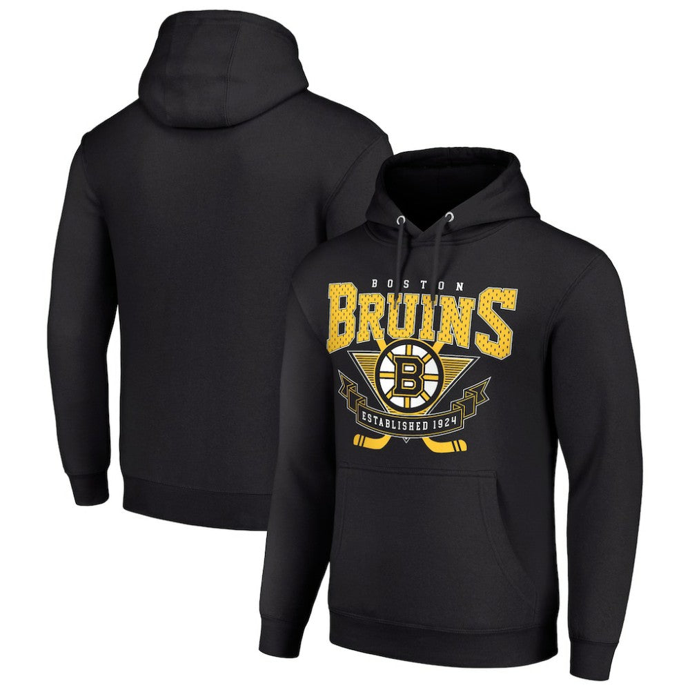 Boston Bruins Starter Team Logo Graphic Fleece Tri-Blend Pullover Hoodie - Black - NHL 201591999