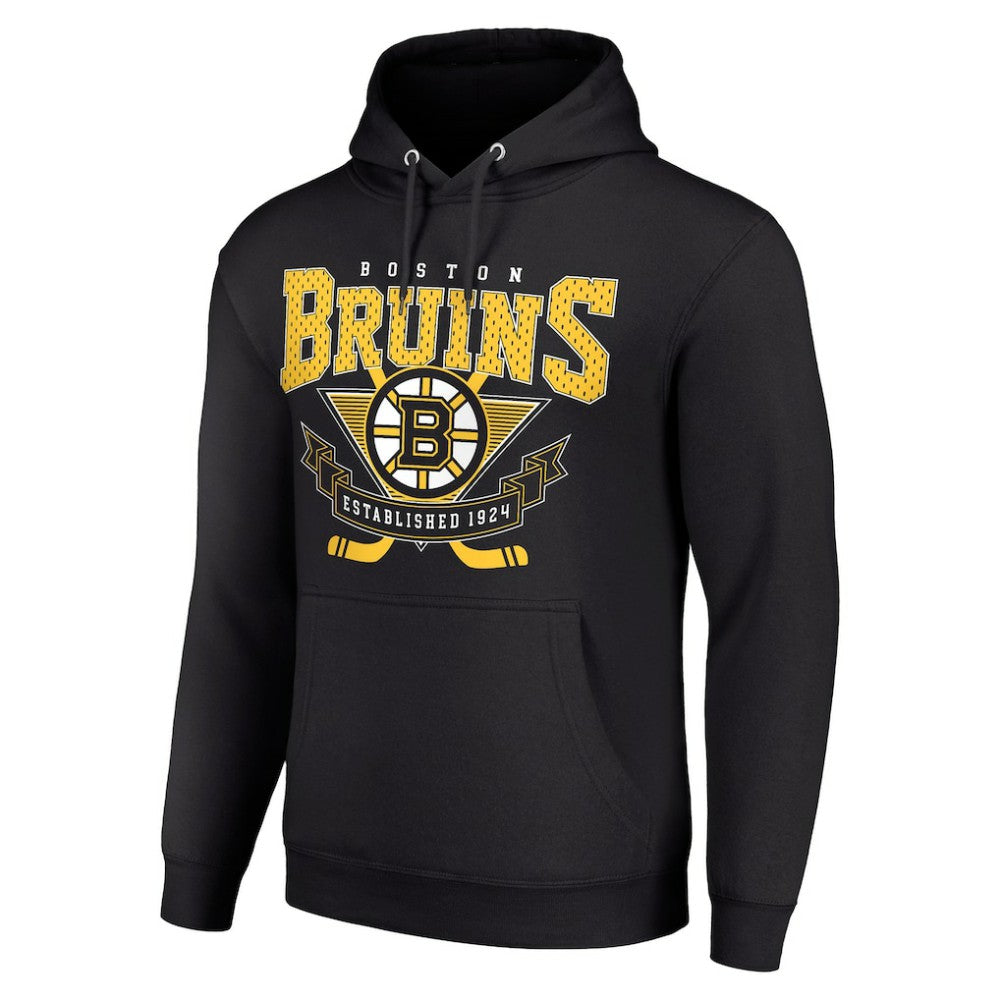 Boston Bruins Starter Team Logo Graphic Fleece Tri-Blend Pullover Hoodie - Black - NHL 201591999